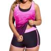 imageHolipick Women Plus Size 3 Piece Tankini Swimsuits Tummy Control Bathing Suits with Boy Shorts Tank Top with Sports BraPink Gradient