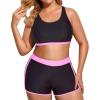 imageHolipick Women Plus Size 3 Piece Tankini Swimsuits Tummy Control Bathing Suits with Boy Shorts Tank Top with Sports BraPink Gradient