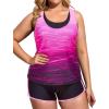 imageHolipick Women Plus Size 3 Piece Tankini Swimsuits Tummy Control Bathing Suits with Boy Shorts Tank Top with Sports BraPink Gradient