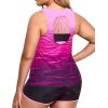 imageHolipick Women Plus Size 3 Piece Tankini Swimsuits Tummy Control Bathing Suits with Boy Shorts Tank Top with Sports BraPink Gradient
