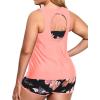 imageHolipick Women Plus Size 3 Piece Tankini Swimsuits Tummy Control Bathing Suits with Boy Shorts Tank Top with Sports BraPink Orange Floral