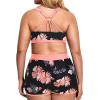 imageHolipick Women Plus Size 3 Piece Tankini Swimsuits Tummy Control Bathing Suits with Boy Shorts Tank Top with Sports BraPink Orange Floral
