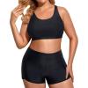 imageHolipick Women Plus Size 3 Piece Tankini Swimsuits Tummy Control Bathing Suits with Boy Shorts Tank Top with Sports BraPink Striped