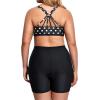 imageHolipick Women Plus Size 3 Piece Tankini Swimsuits Tummy Control Bathing Suits with Boy Shorts Tank Top with Sports BraRed and Dot
