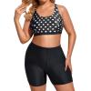 imageHolipick Women Plus Size 3 Piece Tankini Swimsuits Tummy Control Bathing Suits with Boy Shorts Tank Top with Sports BraRed and Dot
