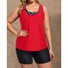 imageHolipick Women Plus Size 3 Piece Tankini Swimsuits Tummy Control Bathing Suits with Boy Shorts Tank Top with Sports BraRed and Dot