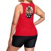 imageHolipick Women Plus Size 3 Piece Tankini Swimsuits Tummy Control Bathing Suits with Boy Shorts Tank Top with Sports BraRed and Dot