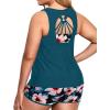 imageHolipick Women Plus Size 3 Piece Tankini Swimsuits Tummy Control Bathing Suits with Boy Shorts Tank Top with Sports BraTeal Flower