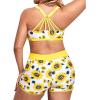 imageHolipick Women Plus Size 3 Piece Tankini Swimsuits Tummy Control Bathing Suits with Boy Shorts Tank Top with Sports BraYellow