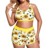 imageHolipick Women Plus Size 3 Piece Tankini Swimsuits Tummy Control Bathing Suits with Boy Shorts Tank Top with Sports BraYellow