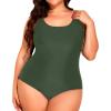 imageHolipick Womens Plus Size One Piece Swimsuits Tummy Control Bathing Suits Sporty SwimwearArmy Green