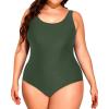 imageHolipick Womens Plus Size One Piece Swimsuits Tummy Control Bathing Suits Sporty SwimwearArmy Green