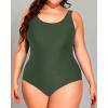 imageHolipick Womens Plus Size One Piece Swimsuits Tummy Control Bathing Suits Sporty SwimwearArmy Green