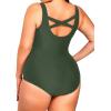 imageHolipick Womens Plus Size One Piece Swimsuits Tummy Control Bathing Suits Sporty SwimwearArmy Green