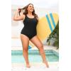 imageHolipick Womens Plus Size One Piece Swimsuits Tummy Control Bathing Suits Sporty SwimwearBlack
