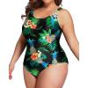 imageHolipick Womens Plus Size One Piece Swimsuits Tummy Control Bathing Suits Sporty SwimwearBlack Floral