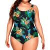 imageHolipick Womens Plus Size One Piece Swimsuits Tummy Control Bathing Suits Sporty SwimwearBlack Floral