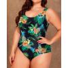 imageHolipick Womens Plus Size One Piece Swimsuits Tummy Control Bathing Suits Sporty SwimwearBlack Floral