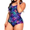 imageHolipick Womens Plus Size One Piece Swimsuits Tummy Control Bathing Suits Sporty SwimwearBlue Flower