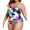 imageHolipick Womens Plus Size One Piece Swimsuits Tummy Control Bathing Suits Sporty SwimwearColor Block