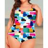 imageHolipick Womens Plus Size One Piece Swimsuits Tummy Control Bathing Suits Sporty SwimwearColor Block