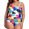 imageHolipick Womens Plus Size One Piece Swimsuits Tummy Control Bathing Suits Sporty SwimwearColor Block