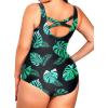imageHolipick Womens Plus Size One Piece Swimsuits Tummy Control Bathing Suits Sporty SwimwearGreen Leaf