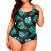 imageHolipick Womens Plus Size One Piece Swimsuits Tummy Control Bathing Suits Sporty SwimwearGreen Leaf