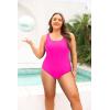 imageHolipick Womens Plus Size One Piece Swimsuits Tummy Control Bathing Suits Sporty SwimwearHot Pink
