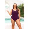 imageHolipick Womens Plus Size One Piece Swimsuits Tummy Control Bathing Suits Sporty SwimwearMaroon