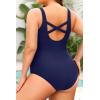 imageHolipick Womens Plus Size One Piece Swimsuits Tummy Control Bathing Suits Sporty SwimwearNavy Blue