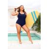 imageHolipick Womens Plus Size One Piece Swimsuits Tummy Control Bathing Suits Sporty SwimwearNavy Blue
