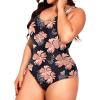 imageHolipick Womens Plus Size One Piece Swimsuits Tummy Control Bathing Suits Sporty SwimwearOrange Floral