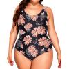 imageHolipick Womens Plus Size One Piece Swimsuits Tummy Control Bathing Suits Sporty SwimwearOrange Floral