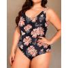 imageHolipick Womens Plus Size One Piece Swimsuits Tummy Control Bathing Suits Sporty SwimwearOrange Floral