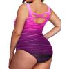 imageHolipick Womens Plus Size One Piece Swimsuits Tummy Control Bathing Suits Sporty SwimwearPink Gradient