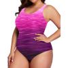 imageHolipick Womens Plus Size One Piece Swimsuits Tummy Control Bathing Suits Sporty SwimwearPink Gradient