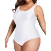 imageHolipick Womens Plus Size One Piece Swimsuits Tummy Control Bathing Suits Sporty SwimwearWhite