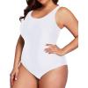 imageHolipick Womens Plus Size One Piece Swimsuits Tummy Control Bathing Suits Sporty SwimwearWhite