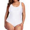imageHolipick Womens Plus Size One Piece Swimsuits Tummy Control Bathing Suits Sporty SwimwearWhite