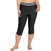 imageHolipick Womens Plus Size Swim Capris High Waisted Swim Pants Drawstring UPF50 Long Swim ShortsBlack Stripe