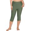 imageHolipick Womens Plus Size Swim Capris High Waisted Swim Pants Drawstring UPF50 Long Swim ShortsGreen