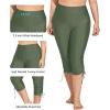 imageHolipick Womens Plus Size Swim Capris High Waisted Swim Pants Drawstring UPF50 Long Swim ShortsGreen