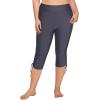 imageHolipick Womens Plus Size Swim Capris High Waisted Swim Pants Drawstring UPF50 Long Swim ShortsGrey