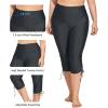 imageHolipick Womens Plus Size Swim Capris High Waisted Swim Pants Drawstring UPF50 Long Swim ShortsGrey