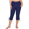 imageHolipick Womens Plus Size Swim Capris High Waisted Swim Pants Drawstring UPF50 Long Swim ShortsNavy Blue