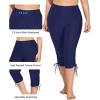 imageHolipick Womens Plus Size Swim Capris High Waisted Swim Pants Drawstring UPF50 Long Swim ShortsNavy Blue