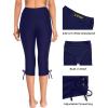 imageHolipick Womens Plus Size Swim Capris High Waisted Swim Pants Drawstring UPF50 Long Swim ShortsNavy and Blue