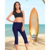 imageHolipick Womens Plus Size Swim Capris High Waisted Swim Pants Drawstring UPF50 Long Swim ShortsNavy and Blue