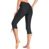 imageHolipick Womens Plus Size Swim Capris High Waisted Swim Pants Drawstring UPF50 Long Swim ShortsPure Black